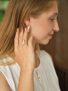 Гарнитур 3 предмета: серьги, кулон, кольцо безразмерное «Эдель» эллипс резной, цвет золото, 45 см - Фото 2