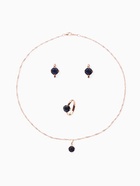 Гарнитур 3 предмета: серьги, кулон, кольцо безразмерное «Эдель» бусинка, цвет синий в золоте, 45 см - Фото 1