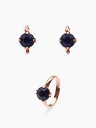 Гарнитур 3 предмета: серьги, кулон, кольцо безразмерное «Эдель» бусинка, цвет синий в золоте, 45 см - Фото 4