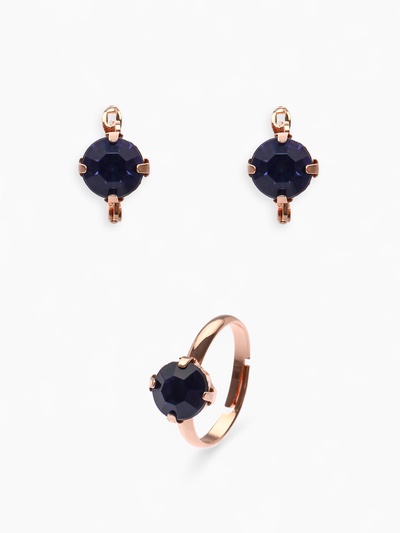 Гарнитур 3 предмета: серьги, кулон, кольцо безразмерное «Эдель» бусинка, цвет синий в золоте, 45 см