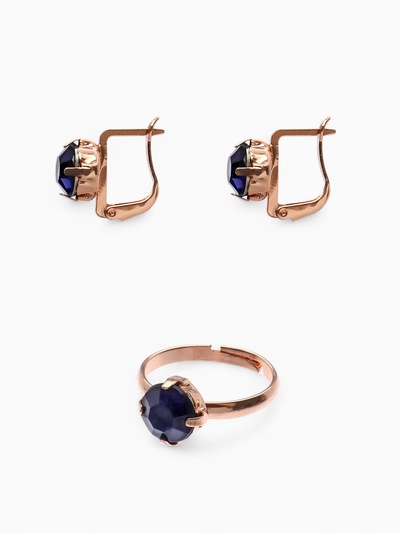 Гарнитур 3 предмета: серьги, кулон, кольцо безразмерное «Эдель» бусинка, цвет синий в золоте, 45 см