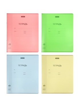 Комплект 12 тетрадей, 48 листов в клетку, 60 г, 12 цветов, пластиковая обложка  (артикул 10968136)  большой выбор товаров оптом и в розницу по низким ценам с доставкой