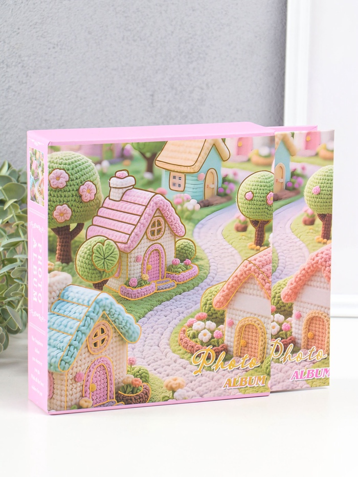 Фотоальбом на 100 фото 13×18 см «Вязаная деревушка», в коробке, 5×18×20.5 см