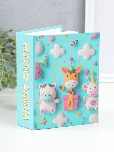 Фотоальбом на 100 фото 10×15 см «Зверушки и облачка», 4.5×12.5×16.5 см