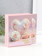 Фотоальбом на 40 фото 10×15 см «Сердце и белая роза с бабочками», в коробке, 4.5×14×17 см - Фото 1