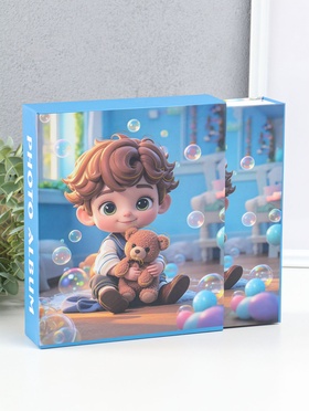 Фотоальбом на 80 фото 10×15 см «Мальчик с мишкой и пузырьки», в коробке, 5×19×22.8 см  (артикул 10962719)  большой выбор товаров оптом и в розницу по низким ценам с доставкой