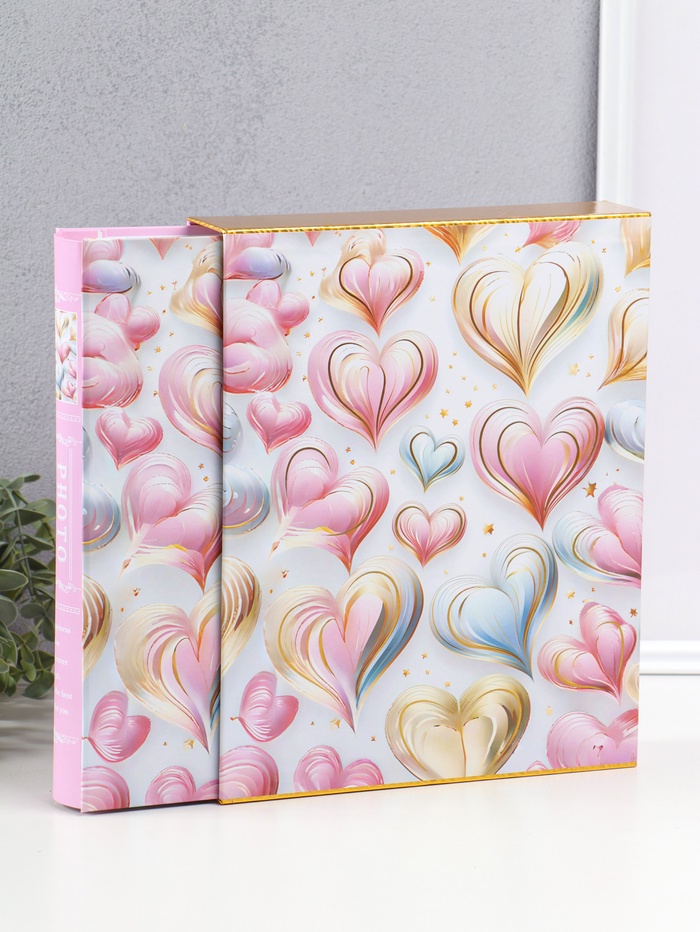 Фотоальбом на 200 фото 13×18 см «Воздушные сердца», в коробке, 5.5×23.5×29.5 см - Фото 1
