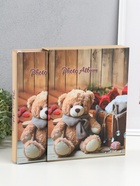 Фотоальбом на 200 фото 13×18 см «Медведь в шарфе, красные розы», в коробке, 5.5×23.5×29.5 см  (артикул 10962728)  большой выбор товаров оптом и в розницу по низким ценам с доставкой