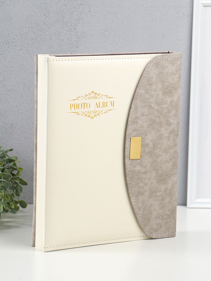 Фотоальбом на 400 фото 10×15 см «Стиль» кожзам, бело-серый, 5×28×34 см - Фото 1