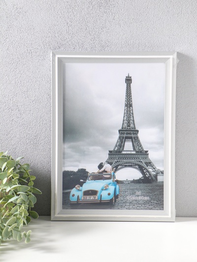 Фоторамка для фото А4 формат «Остин», пластик, бело-серый, 33.5×24.5×1.5 см