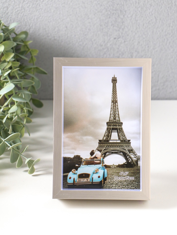 Фоторамка для фото 10×15 см «Ламберто», пластик, серебро с белым, 16×11×3.5 см