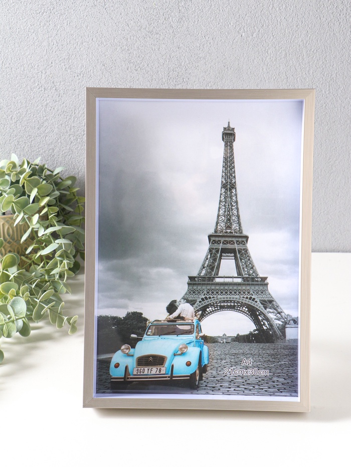 Фоторамка для фото формат А4 «Ламберто», пластик, серебро с белым, 31×21.8×3.5 см