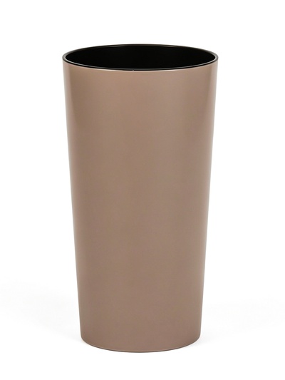Кашпо для цветов «Камелия», вставка 4 л, 19×19×36 см, пластиковое, цвет капучино