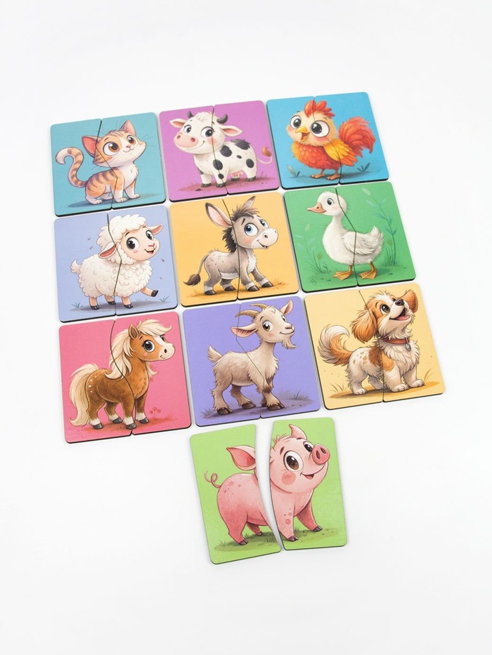 Пазл деревянный YOSHATOYS «Половинки - животные» - Фото 1