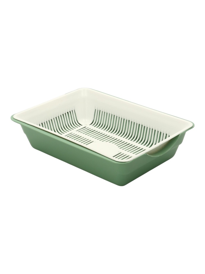 Туалет для кошек глубокий, 36×25×9 см, с сеткой, белый, мятный - Фото 1