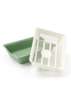 Туалет для кошек глубокий, 36×25×9 см, с сеткой, белый, мятный - фото 809614780