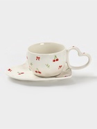 УЦЕНКА Чайная пара "Вишенка" блюдце 15,5х15х1,5 см, кружка 15,5х9,5х6,7 см - Фото 1