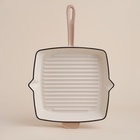 УЦЕНКА Сковорода - гриль SL Home, d=26 см, h=4.5 см, два слива, эмалированное покрытие, индукция, чугун, бежевая - Фото 3