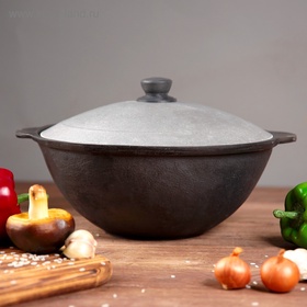 УЦЕНКА Казан чугунный, 3.5 л, плоское дно, нет крышки