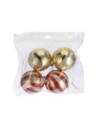УЦЕНКА Набор шаров пластик d=8 см, 4 шт. «Закрученные полосы» золотисто-красный - Фото 6