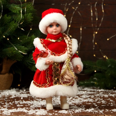 УЦЕНКА Снегурочка «В пышной шубке» 14×30 см, красный