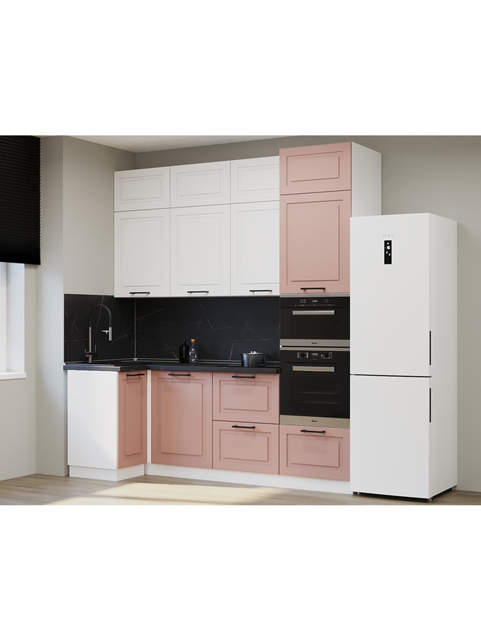 Кухонный гарнитур угловой «Аликанте 1», 1000×2400 мм, цвет шарли розовый/шарли белый - Фото 1