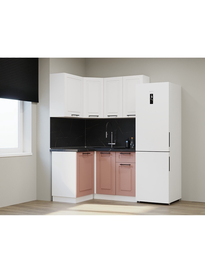 Кухонный гарнитур угловой «Аликанте 7», 1200×1400 мм, цвет шарли розовый/шарли белый - Фото 1