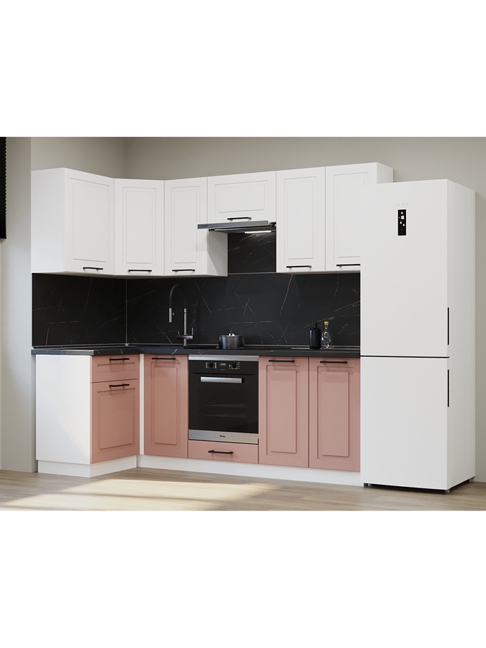 Кухонный гарнитур угловой «Аликанте 9», 1200×2400 мм, цвет шарли розовый/шарли белый - Фото 1