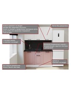 Кухонный гарнитур прямой «Аликанте 13», 1600 мм, цвет шарли розовый/шарли белый  (артикул 11010344)  большой выбор товаров оптом и в розницу по низким ценам с доставкой