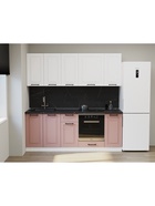 Кухонный гарнитур прямой «Аликанте 19», 2200 мм, цвет шарли розовый/шарли белый  (артикул 11010351)  большой выбор товаров оптом и в розницу по низким ценам с доставкой