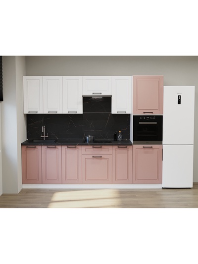 Кухонный гарнитур прямой «Аликанте 21», 2800 мм, цвет шарли розовый/шарли белый