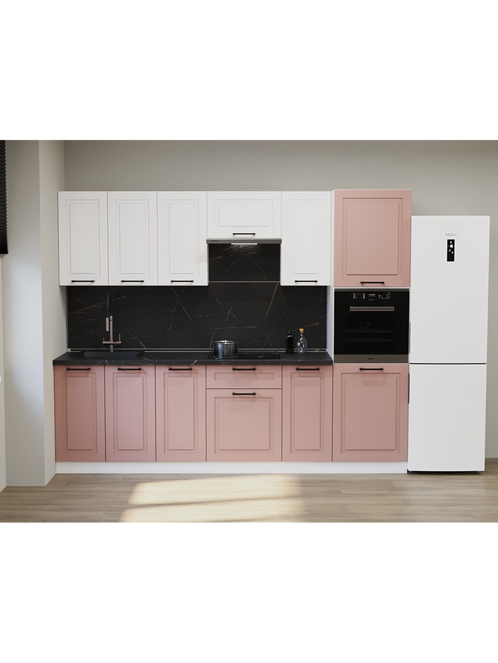 Кухонный гарнитур прямой «Аликанте 21», 2800 мм, цвет шарли розовый/шарли белый - Фото 1