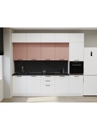 Кухонный гарнитур прямой «Аликанте 27», 3000 мм, цвет шарли белый/шарли белый  (артикул 11010359)  большой выбор товаров оптом и в розницу по низким ценам с доставкой