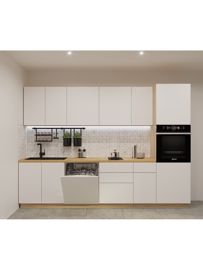 Кухонный гарнитур прямой «Тальк 6», 3000 мм, цвет тальк