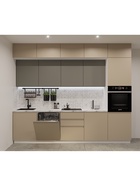 Кухонный гарнитур прямой трёхуровневый в потолок «Лайн 51», 3000, цвет пикрит/обсидиан - Фото 1