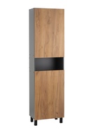 Шкаф – пенал для ванной комнаты «Пронто», с нишей, 500×300×1850 мм, цвет графит/дуб золотой 10976715