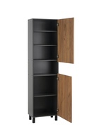 Шкаф – пенал для ванной комнаты «Пронто», с нишей, 500×300×1850 мм, цвет графит/дуб золотой 10976715