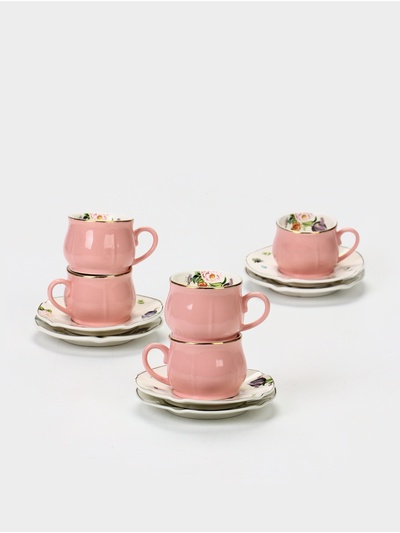 УЦЕНКА Сервиз кофейный 12 пред «Сирена» 6 чашка 8×6.5×5 см, 100 мл, 6 блюдец 12 см, цвет розовый 4
