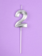 УЦЕНКА Свеча в торт на шпажке «Грань», цифра "2", серебро, 5 см - Фото 2