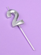 УЦЕНКА Свеча в торт на шпажке «Грань», цифра "2", серебро, 5 см - Фото 3