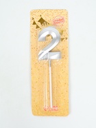 УЦЕНКА Свеча в торт на шпажке «Грань», цифра "2", серебро, 5 см - Фото 5