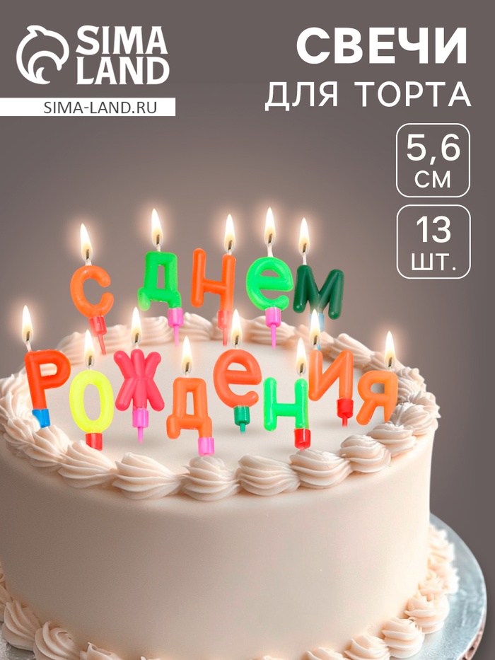 УЦЕНКА Свечи для торта "С Днём Рождения" - Фото 1