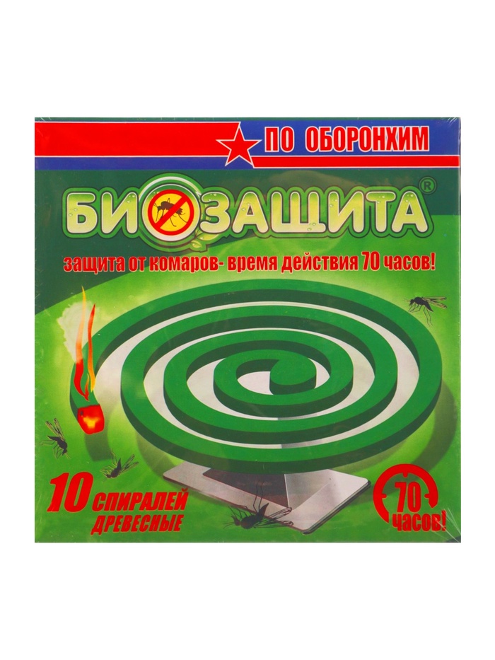 Спирали от комаров «БИОЗАЩИТА», древесные, 10 шт. - Фото 1