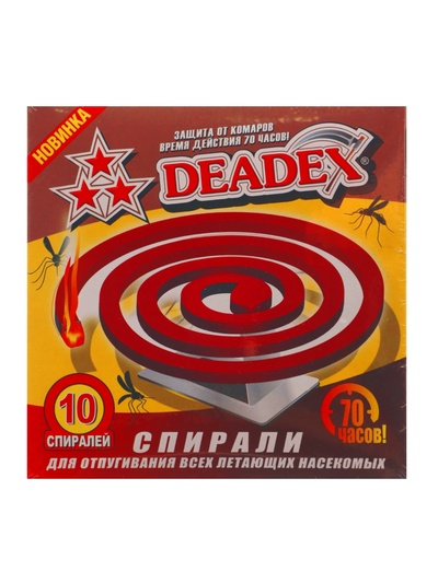 Спирали от комаров DEADEX, красные, 10 шт.
