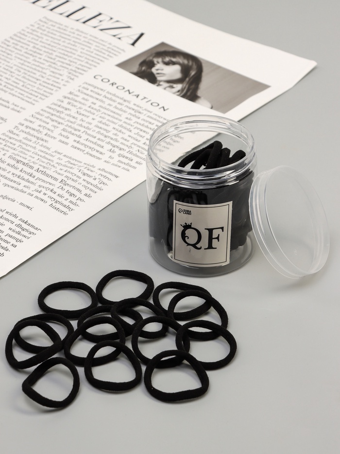 УЦЕНКА Резинка для волос "Махрушка лайт" (набор 50 шт) 4 см, чёрный - Фото 1