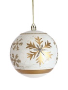 УЦЕНКА Набор шаров пластик d-10 см, 4 шт "Праздничные узоры" грани, золотисто-белый - Фото 3