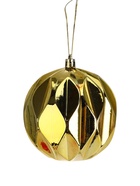 УЦЕНКА Набор шаров пластик d-10 см, 4 шт "Праздничные узоры" грани, золотисто-белый - Фото 4