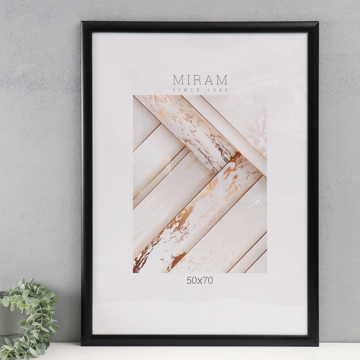 УЦЕНКА Фоторамка пластик "МИРАМ" 50х70 см, 647277 чёрный (пластиковый экран) - Фото 1