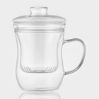 УЦЕНКА Кружка для заваривания «Софи», 350 мл, 12×8.5×12.7 см, с ситом, стекло, прозрачная - Фото 1