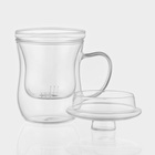 УЦЕНКА Кружка для заваривания «Софи», 350 мл, 12×8.5×12.7 см, с ситом, стекло, прозрачная - Фото 2